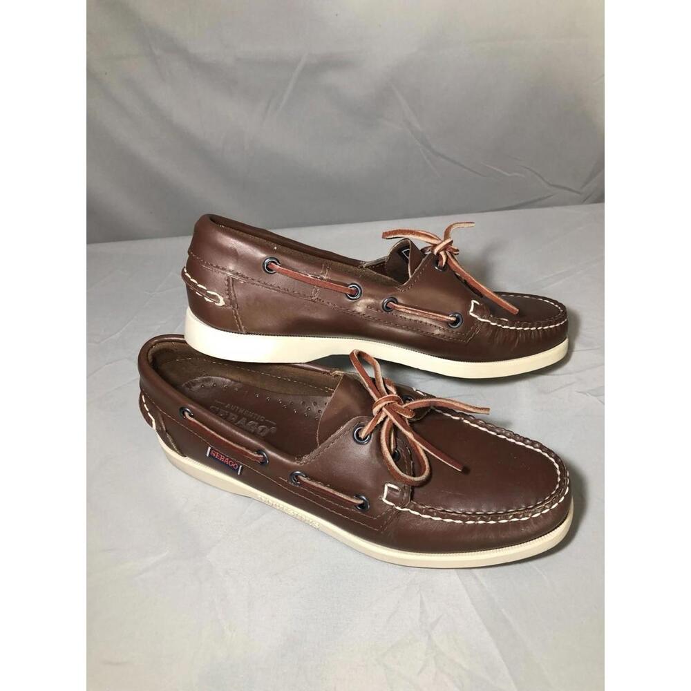 Sebago Docksides Womens 8N Brown Leather Moc Toe Boat Deck Portland Leather